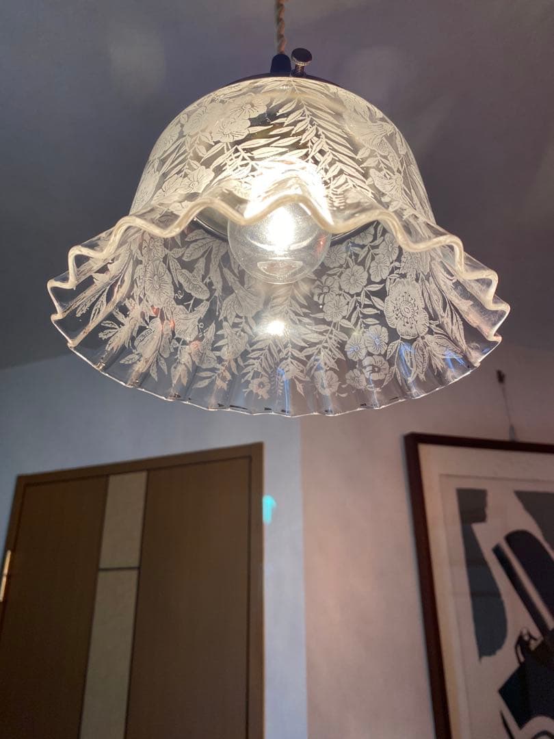 アンティーク　ビクトリアン　ガス燈　ガラスシェード　ペンダントライト灯具付き