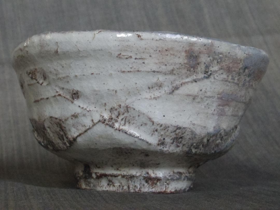 川上清美★《唐津彫》粉引茶碗★共箱・布・栞