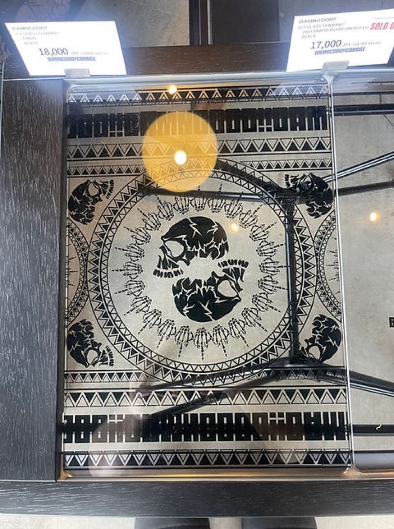 テーブル・チェア・ハンモック GLASS TENBAN!SKULL TRIBAL BLACK damngood