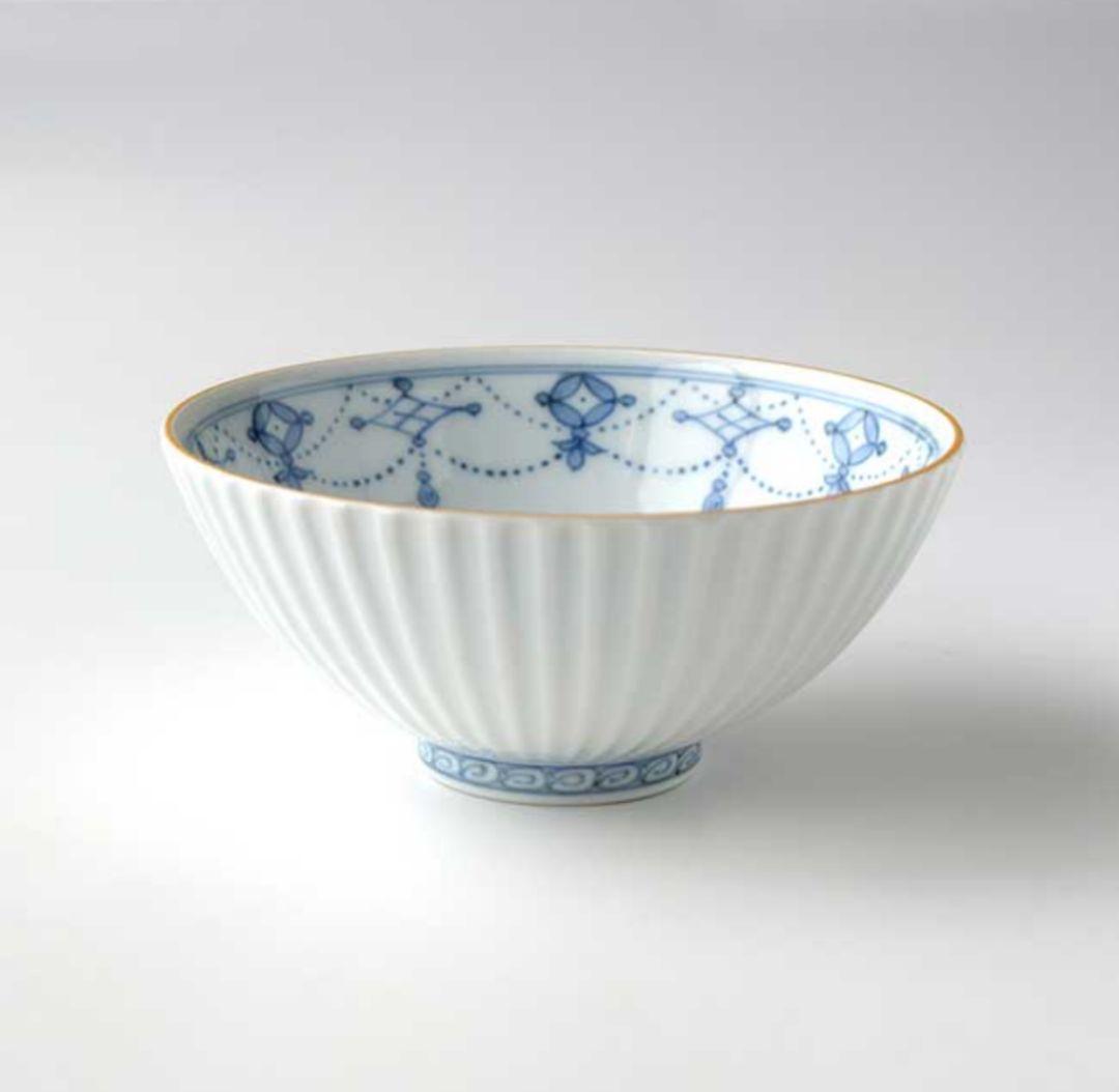 【未使用】精華瓔珞文／夫婦茶碗／たち吉／茶碗／磁器／有田焼／白磁