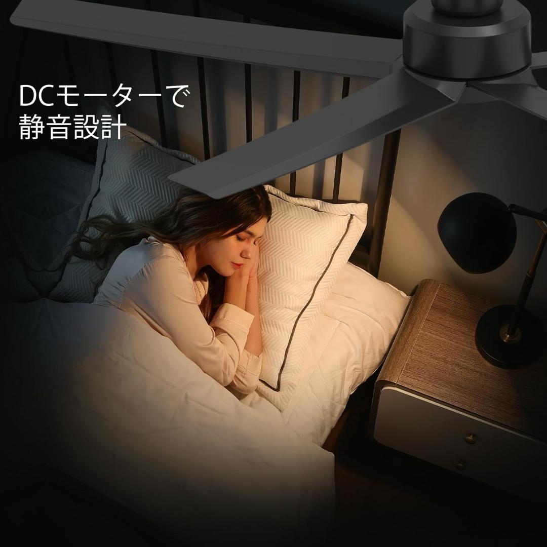 TALOYA シーリングファンライト ブラック 132cm LED DCモーター