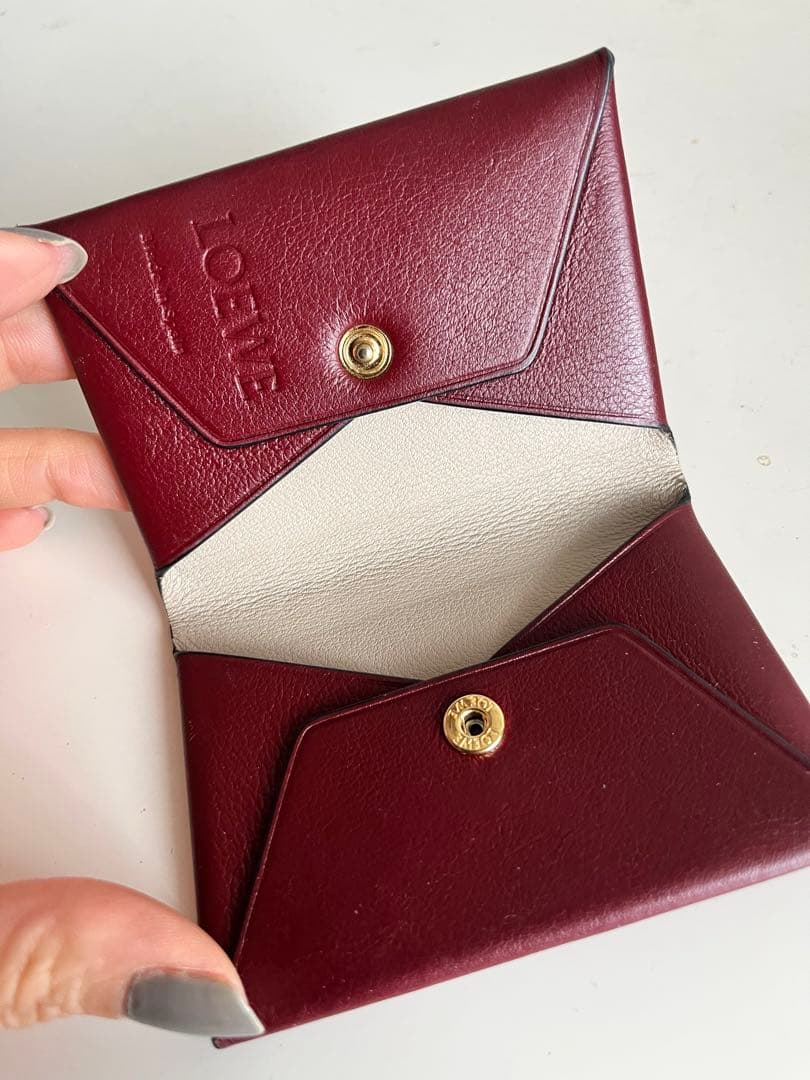 ロエベ　バーガンディレザーカードケース