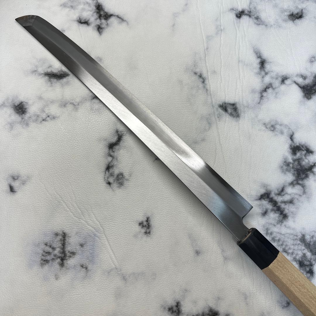 青ニ鋼　先丸柳刃包丁　尺2寸