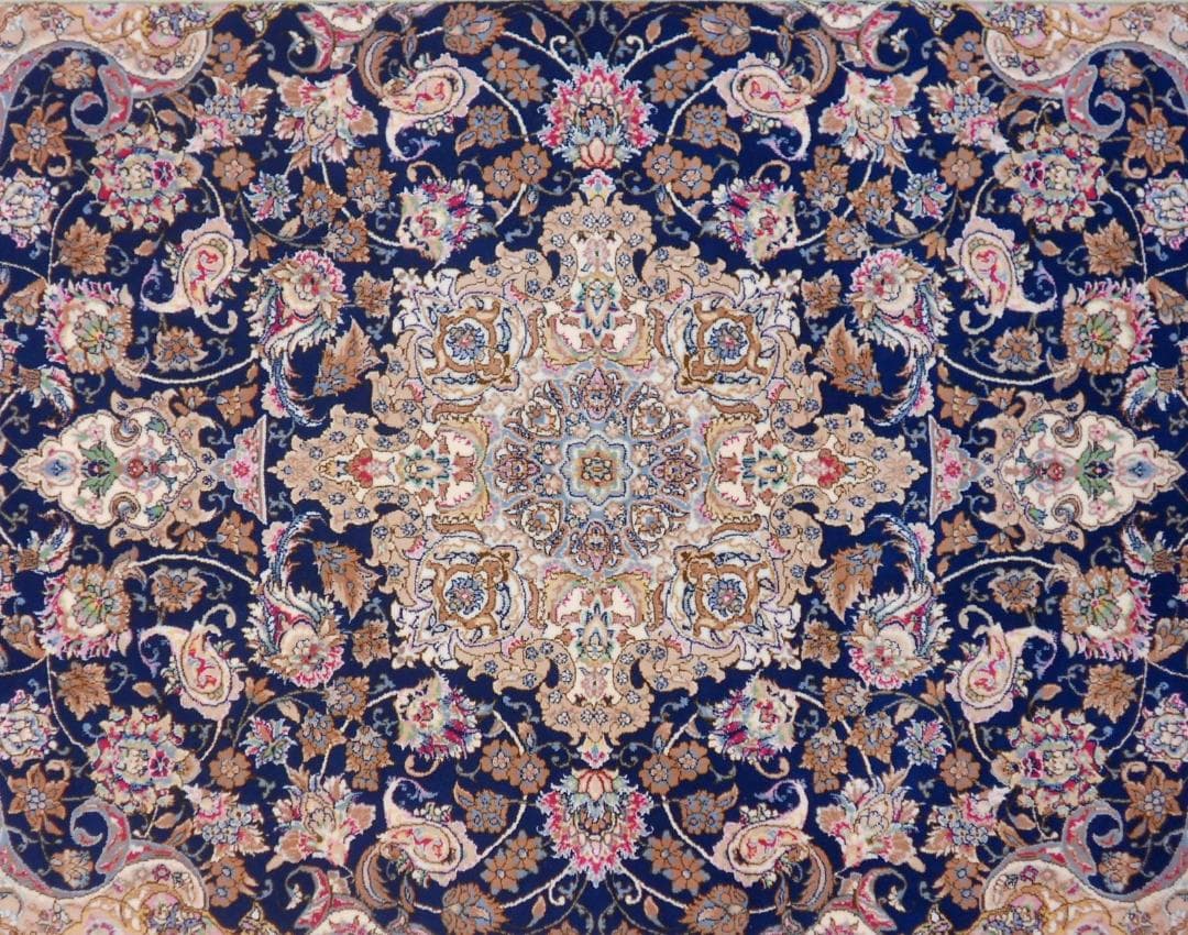 170万ノット！輝く、多色織絨毯！本場イラン産100×150cm-200781