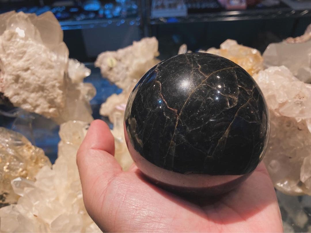モリオン 黒水晶 丸玉 スフィア 75mm 天然石 パワーストーン