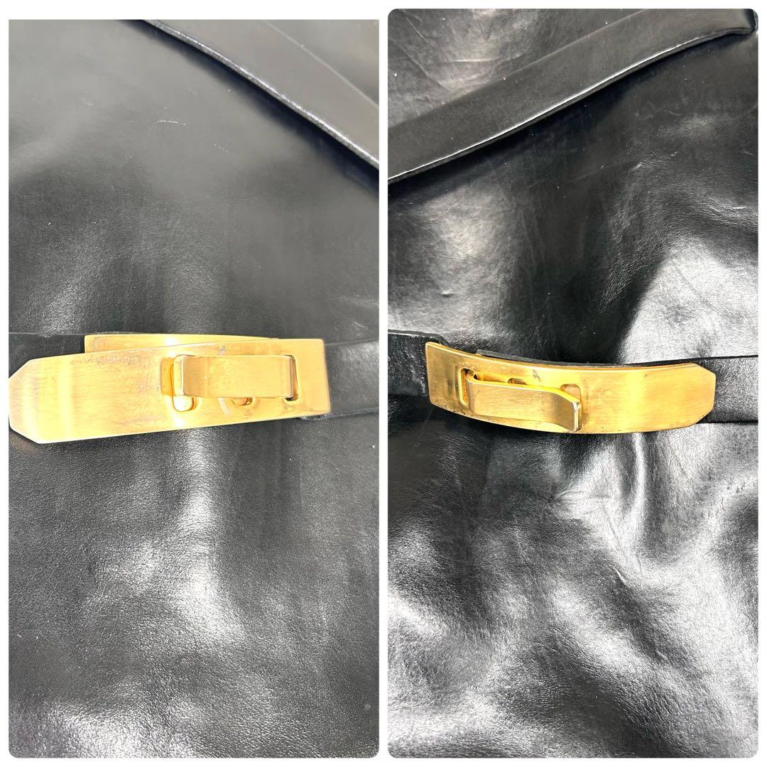 【サルトル】ジョッキーブーツ ロングブーツ ベルト 金具 23.5 伊製 黒