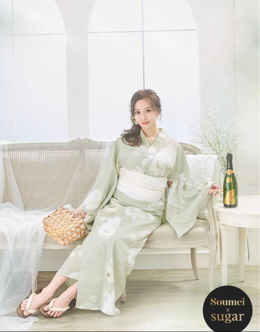 sugar 浴衣 兵児帯 下駄 3点セット シュガー くすみグリーン
