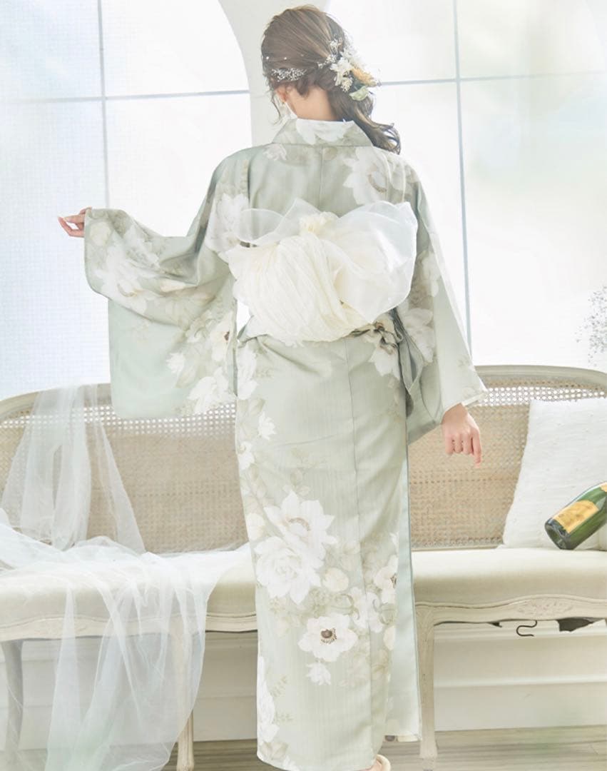 sugar 浴衣 兵児帯 下駄 3点セット シュガー くすみグリーン