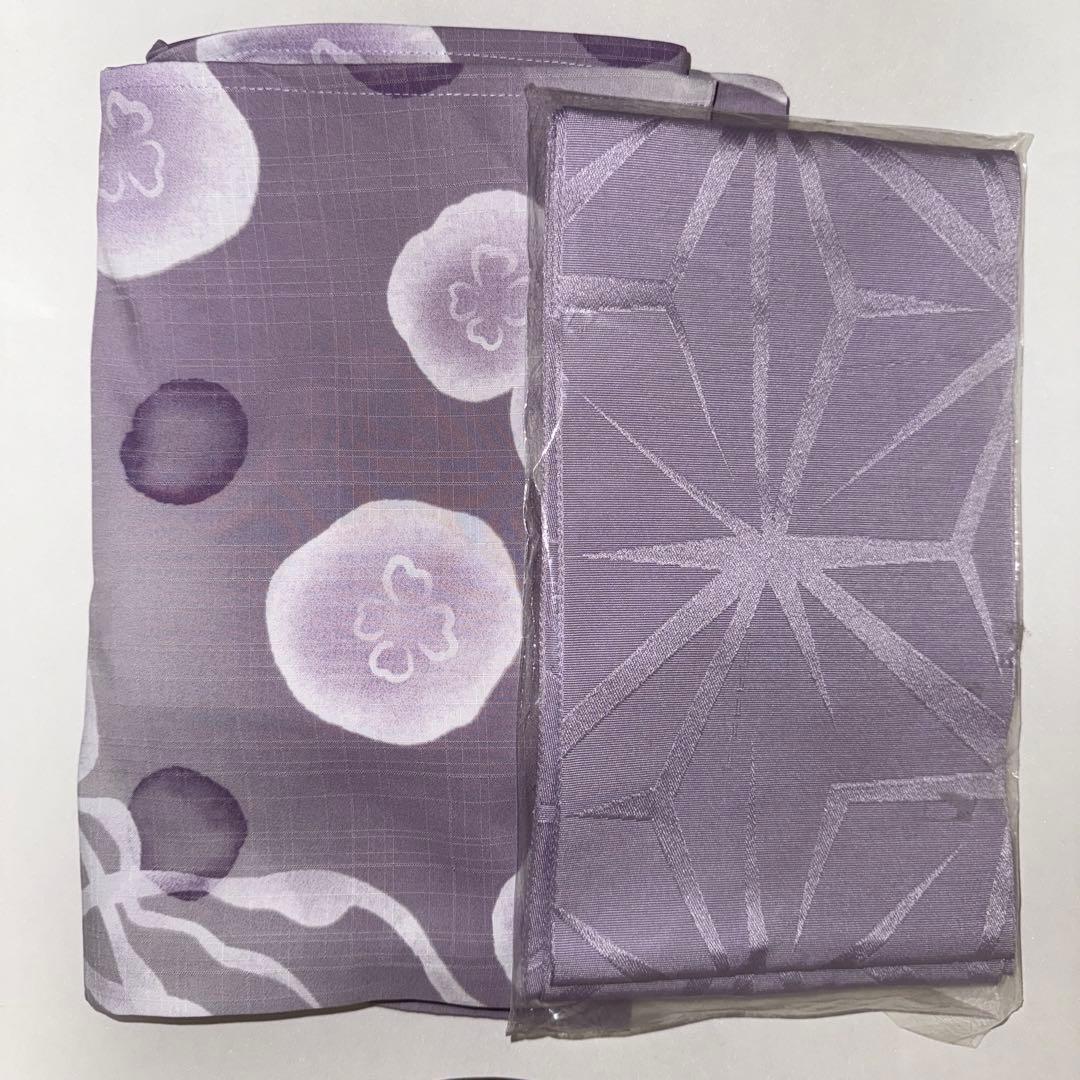 薄紫 くらげ 浴衣・帯セット