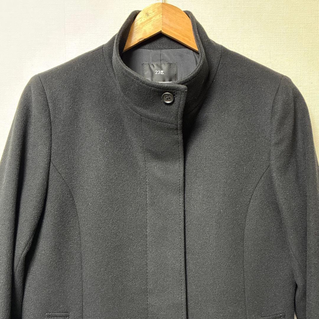 極美品 2024AW 23区 カシミヤ混スタンドカラーコート ブラック ウール
