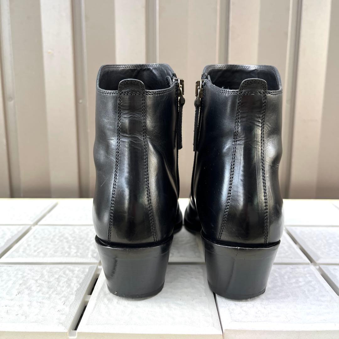 36.5 SARTORE ショートブーツ　黒　レザー　ファスナー付き　23.5