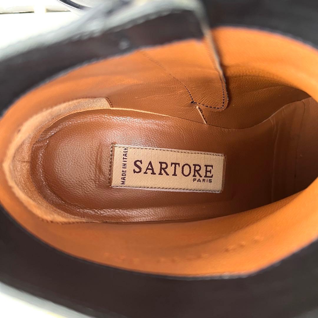 36.5 SARTORE ショートブーツ　黒　レザー　ファスナー付き　23.5