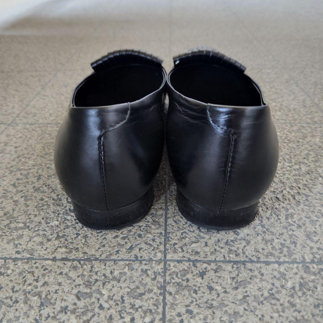 【即購入可】Luca Grossi黒フリンジローファーイタリー38 11-363