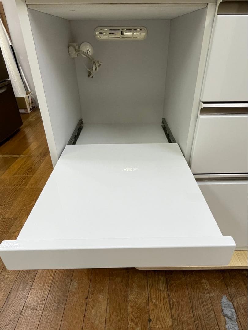 大型家具 三幸 キッチンボード 食器棚 レンジボード 白家具