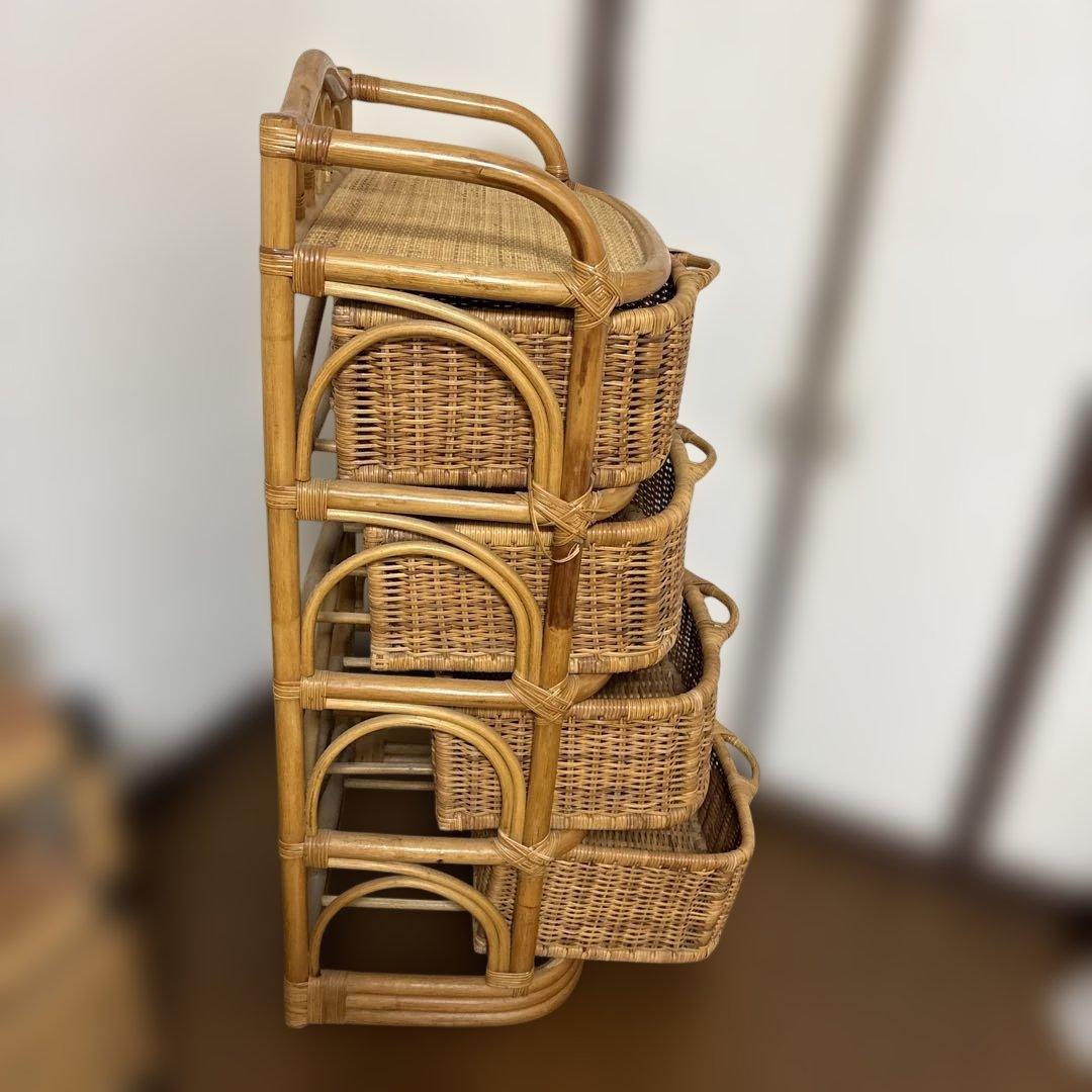 ま*ん様 ナチュラルラタン 4段チェスト