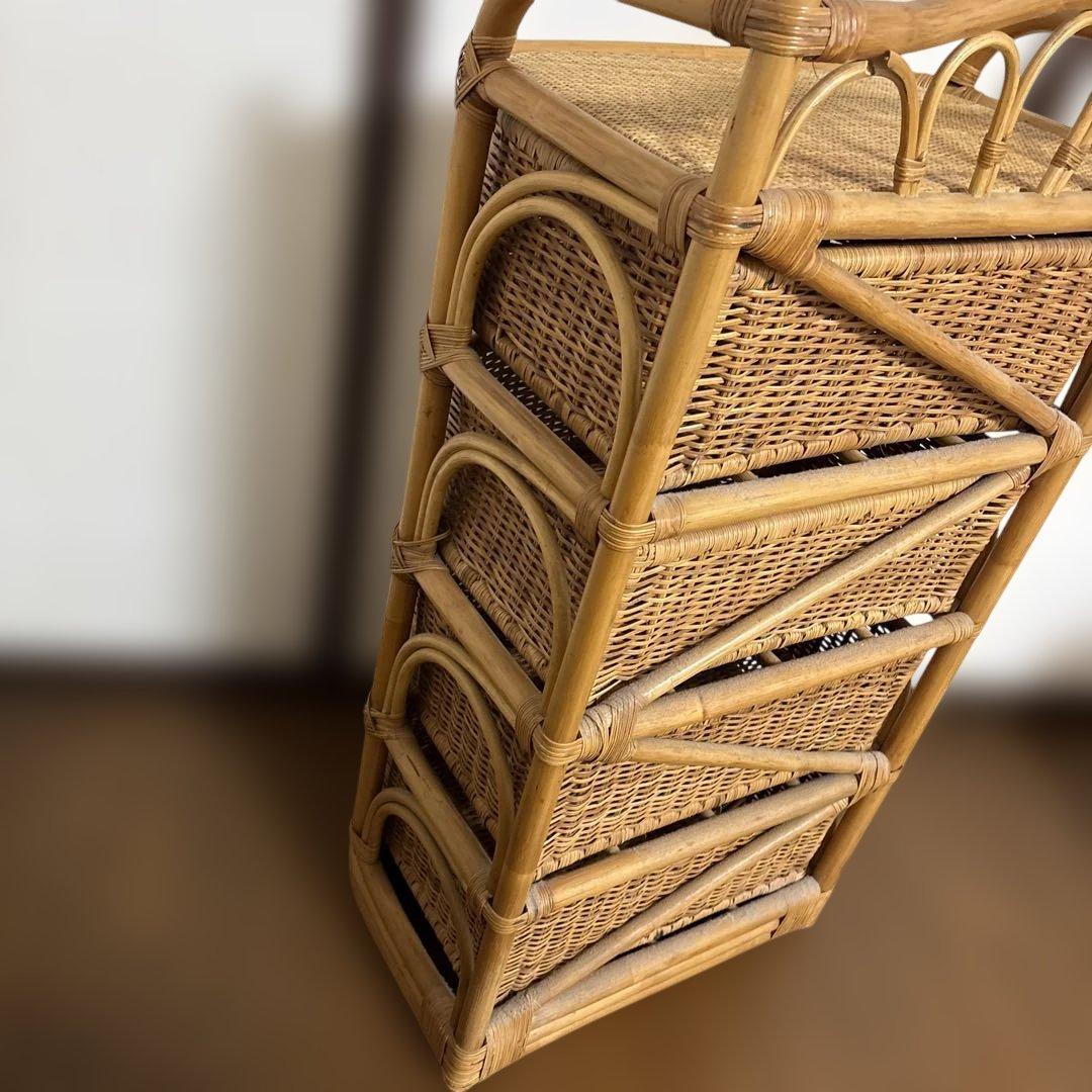 ま*ん様 ナチュラルラタン 4段チェスト