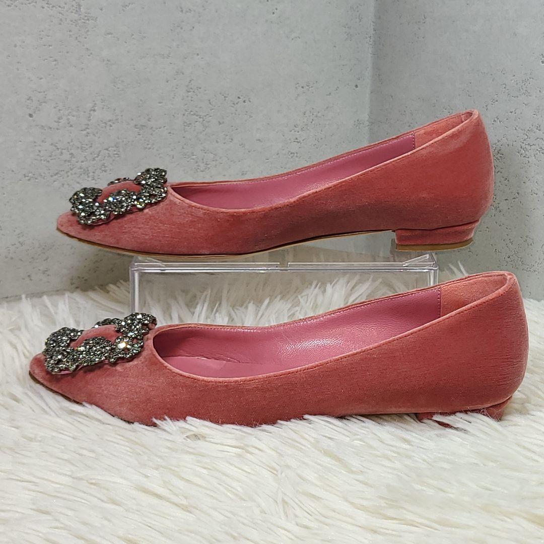 希少サイズ33【マロノブラニク】ハンギシ　フラット　ベルベットピンク