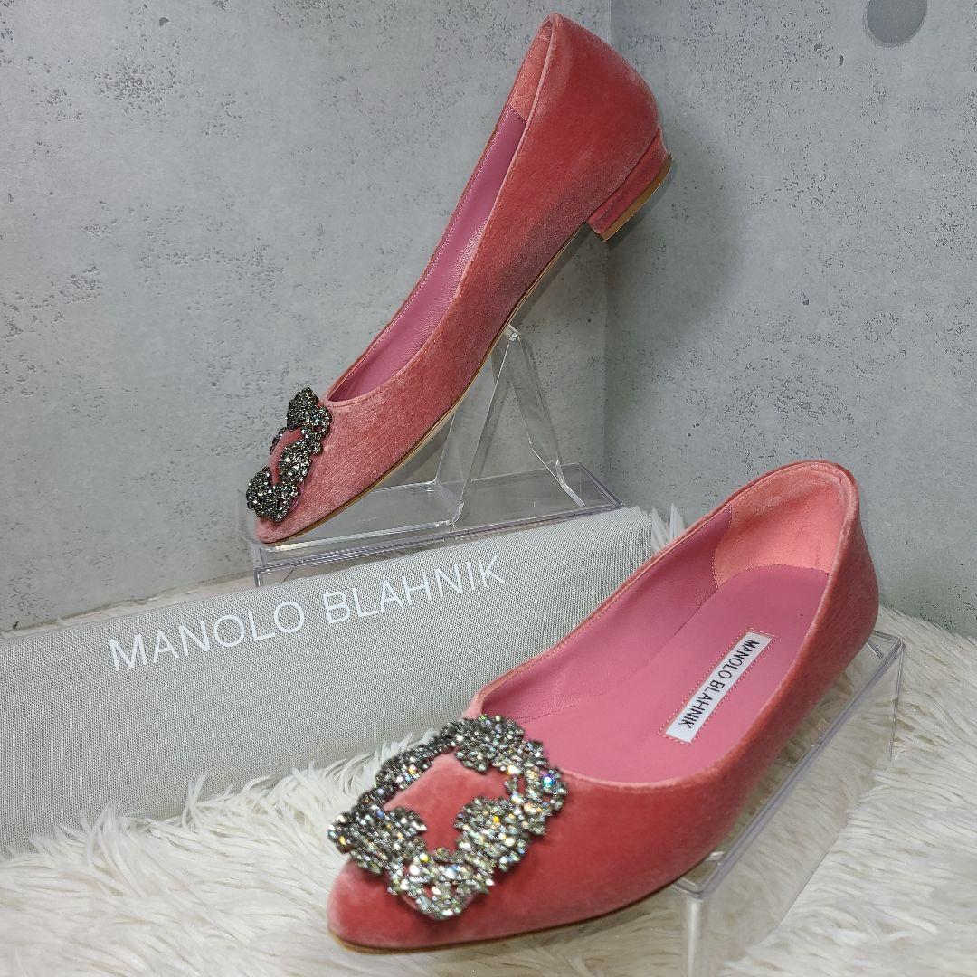 希少サイズ33【マロノブラニク】ハンギシ　フラット　ベルベットピンク