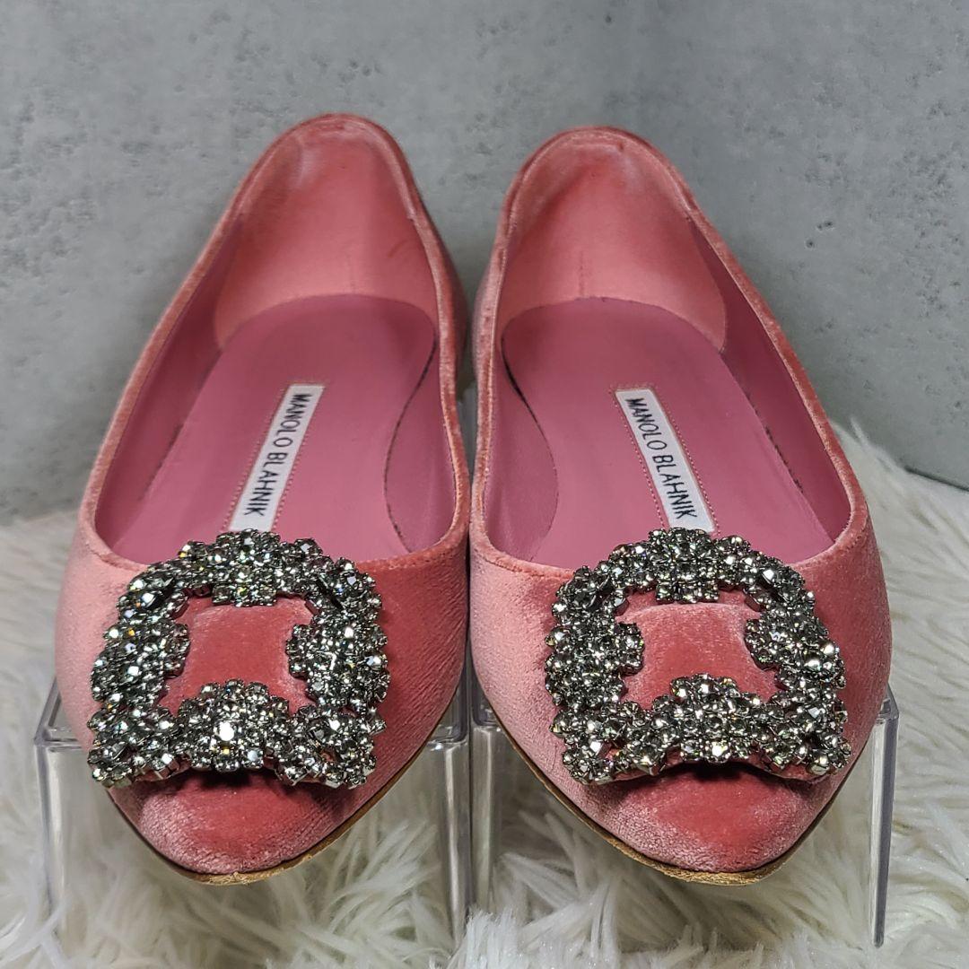 希少サイズ33【マロノブラニク】ハンギシ　フラット　ベルベットピンク