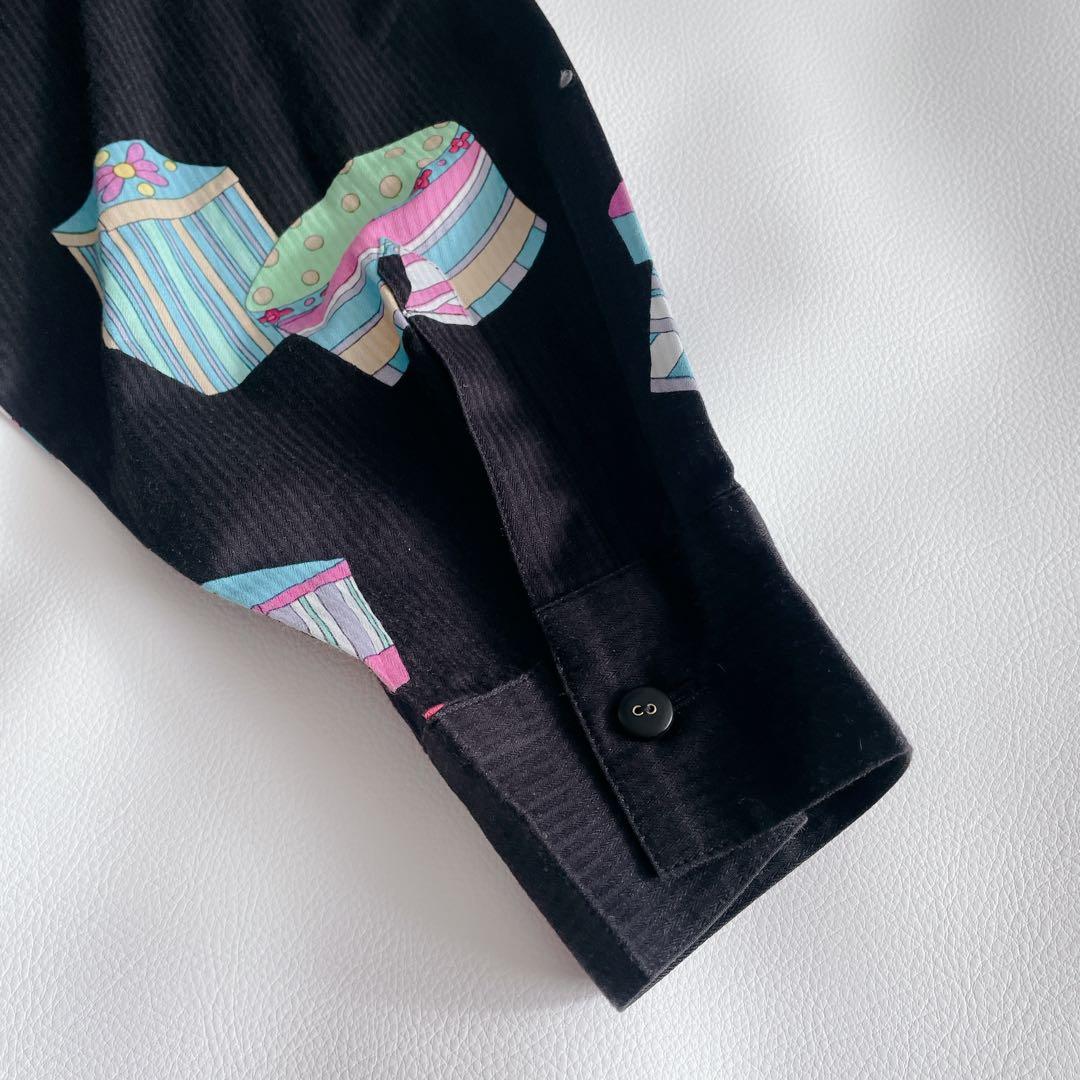 美品✨ LEONARD レオナール 長袖シャツ 総柄　日本製　サイズ40 黒　花