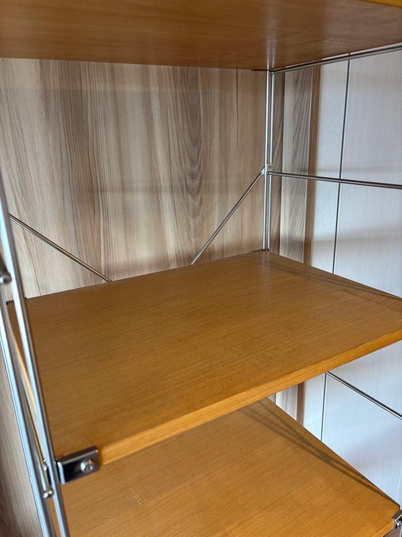 無印 ステンレスユニットシェルフ　タモ材棚セット　大　中古