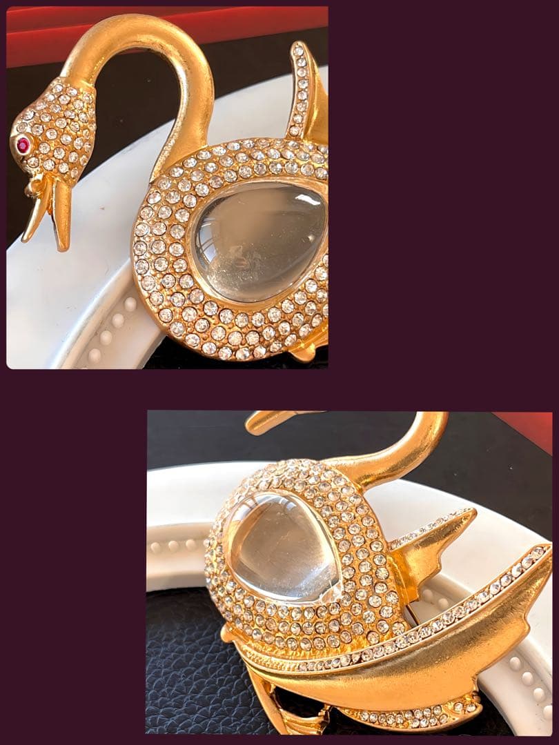 leopard様特大希少TRIFARIガラスヴィンテージブローチB240