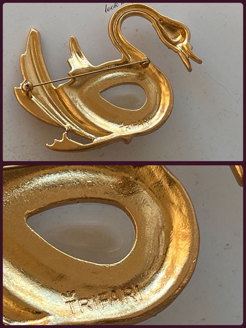 leopard様特大希少TRIFARIガラスヴィンテージブローチB240