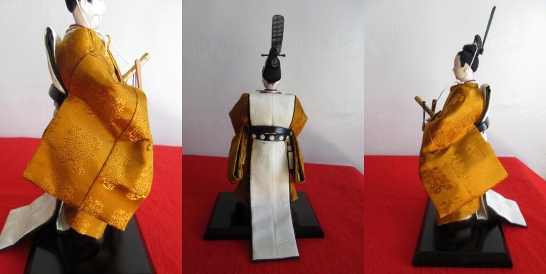 ラスト１点　新品　吉徳大公　立ち雛　 天皇陛下御束帯 黄櫨染固地綾 正絹