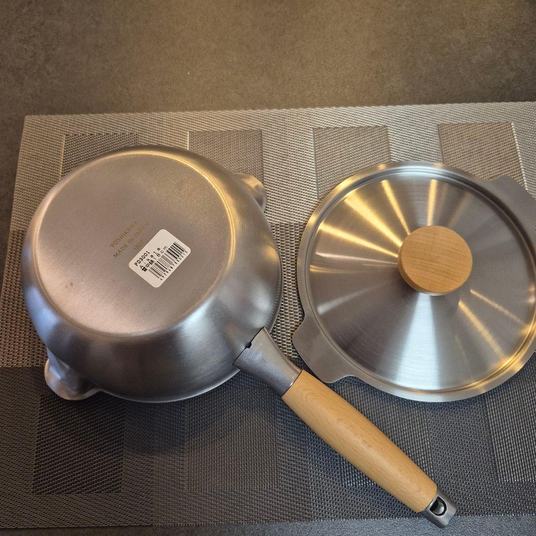 新品 aikata アイカタ 両口ステンレス雪平鍋フタ付き 18cm