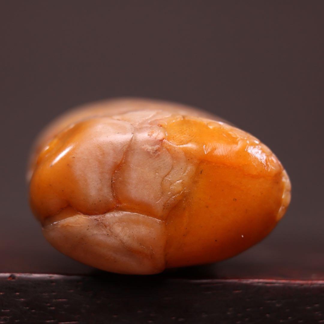 【逸品】　文房具旧蔵　印鑑田黄石 アンティーク 「依松観景」手彫り