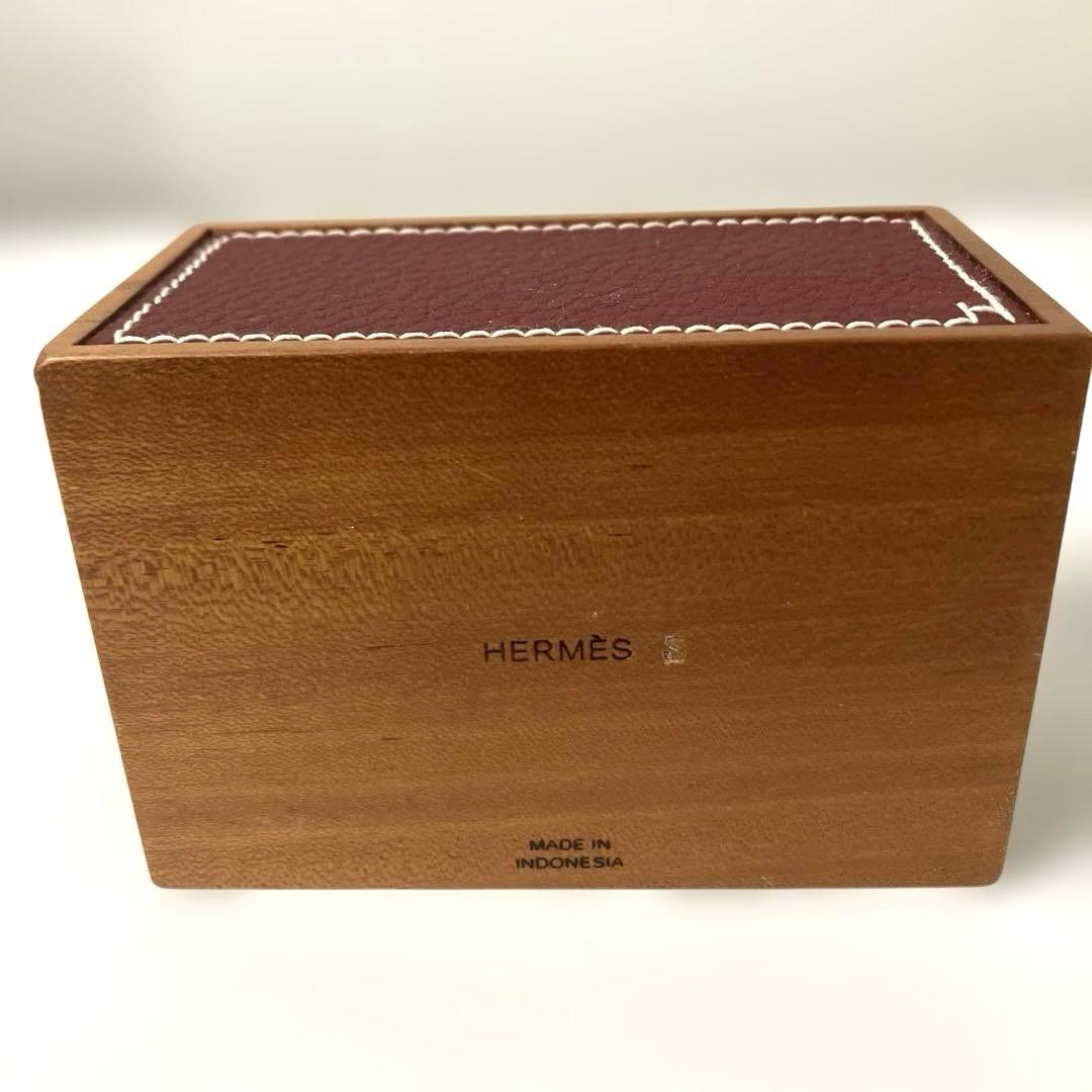 エルメスカードスタンド　プレイヤードシリーズ　ウッド　レザーブラウン