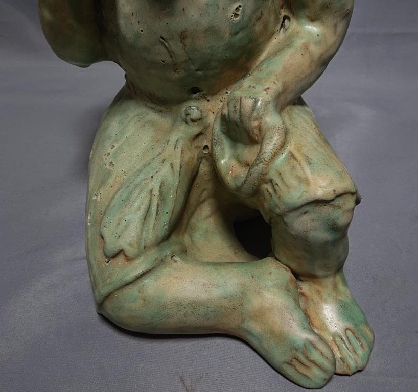 コレクター収集品 ミヤンマー　モン族緑釉陶　山羊俑　16世紀後期　出土品