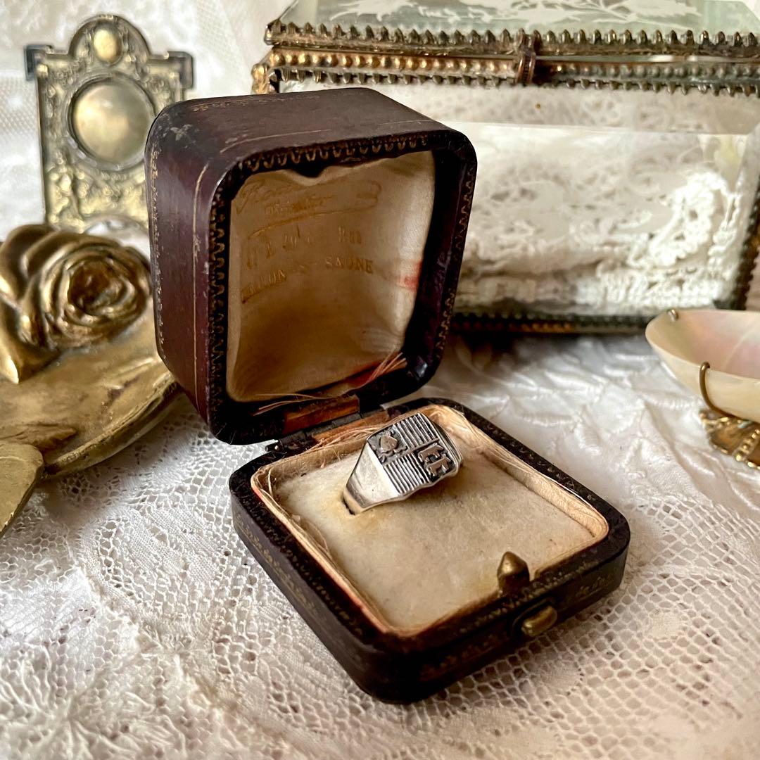 ブギウギ 　純銀製紋章デザインリング　フランスアンティーク　シグネット指輪