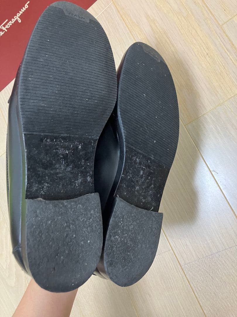 フェラガモ★ローファー 革靴 靴 シューズ レザー ブラック 黒フラットリボン