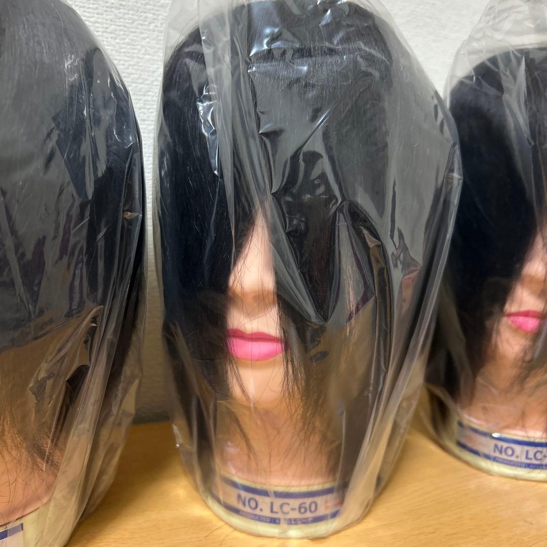 【未使用】美容師国家試験練習用カットウィッグ3個セット