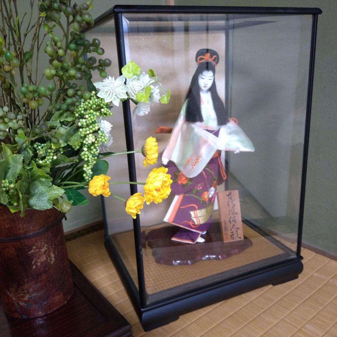 御所人形 有風作 紫色の美しい工芸品