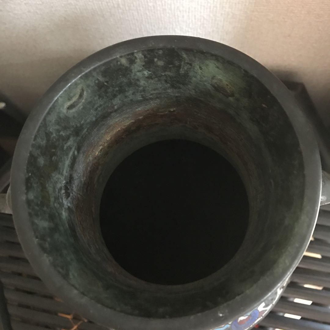 希少品　晴眼鋳　中国花瓶　中国美術　古銅　古玩　古美術　骨董品　宝石嵌め