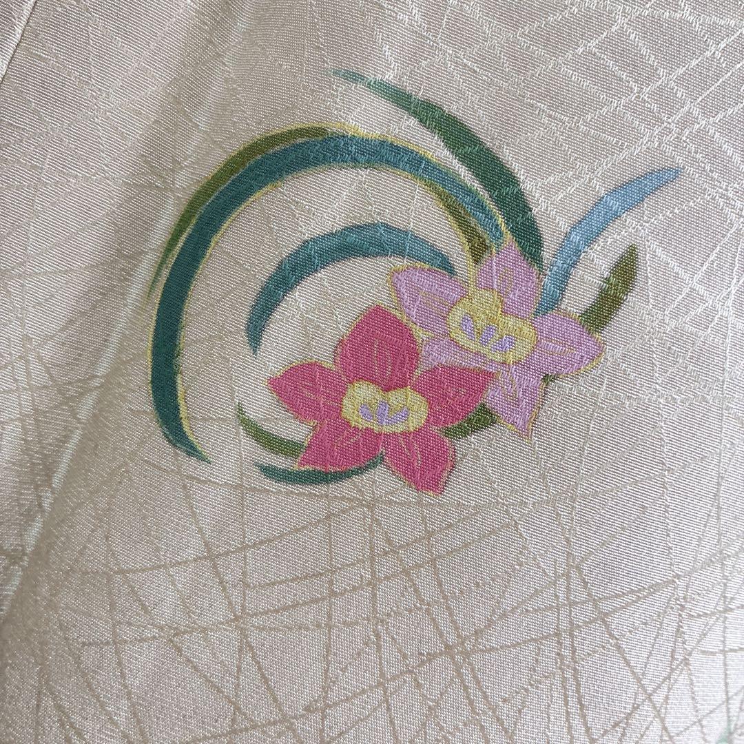 付け下げ　フルセット　着物　正絹　花丸文様　訪問着　上品可憐　共布有り　J4