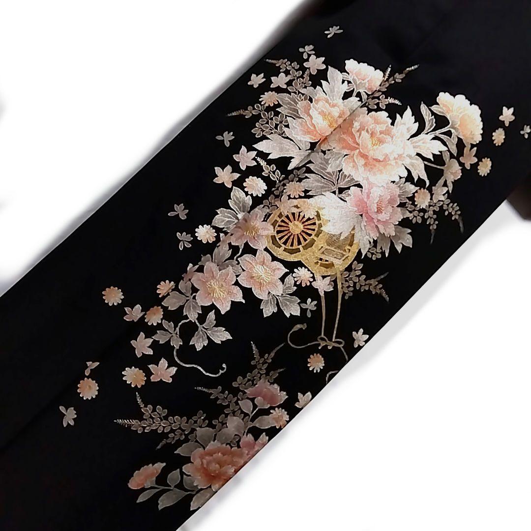 付下げ セット 袋帯 和田光正 作家物 落款 黒 花車 一つ紋