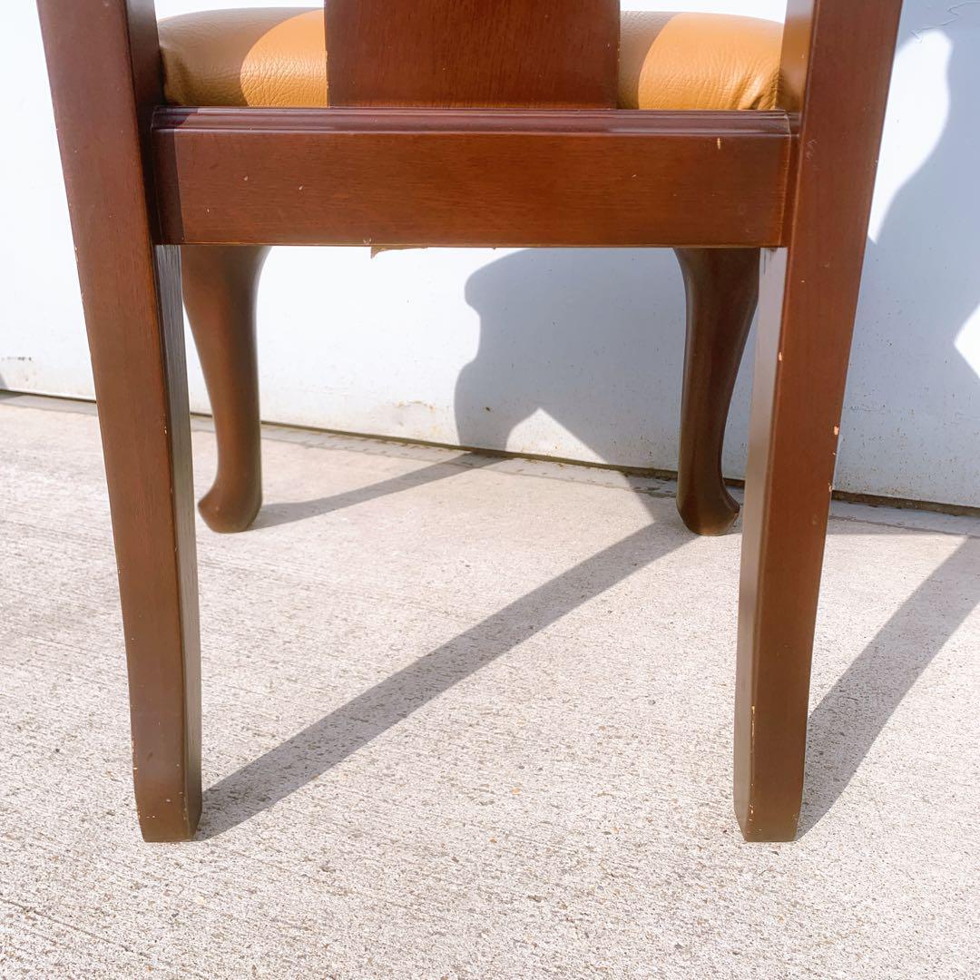 【送料込③】IDC大塚家具 クイーンズ アンティーク レザーダイニング椅子 猫脚