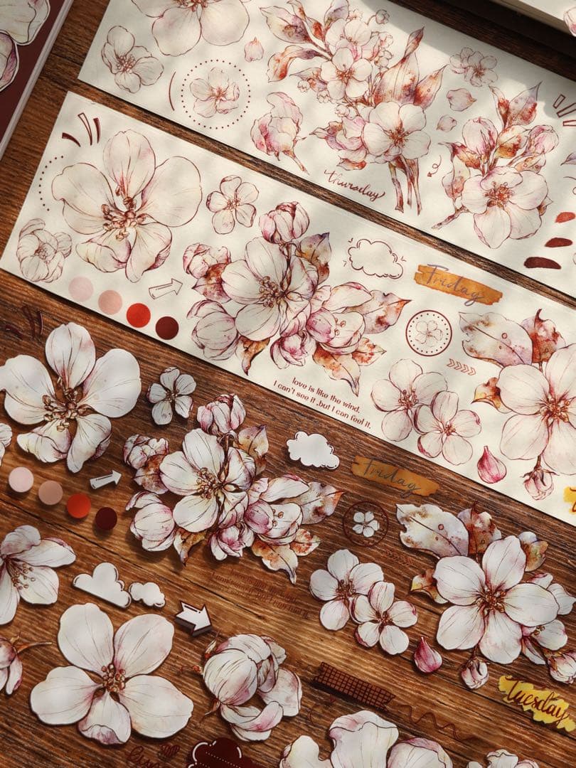 ⭐️SALE⭐️小白家文創《海棠》海外マスキングテープ　マステ 【1810】