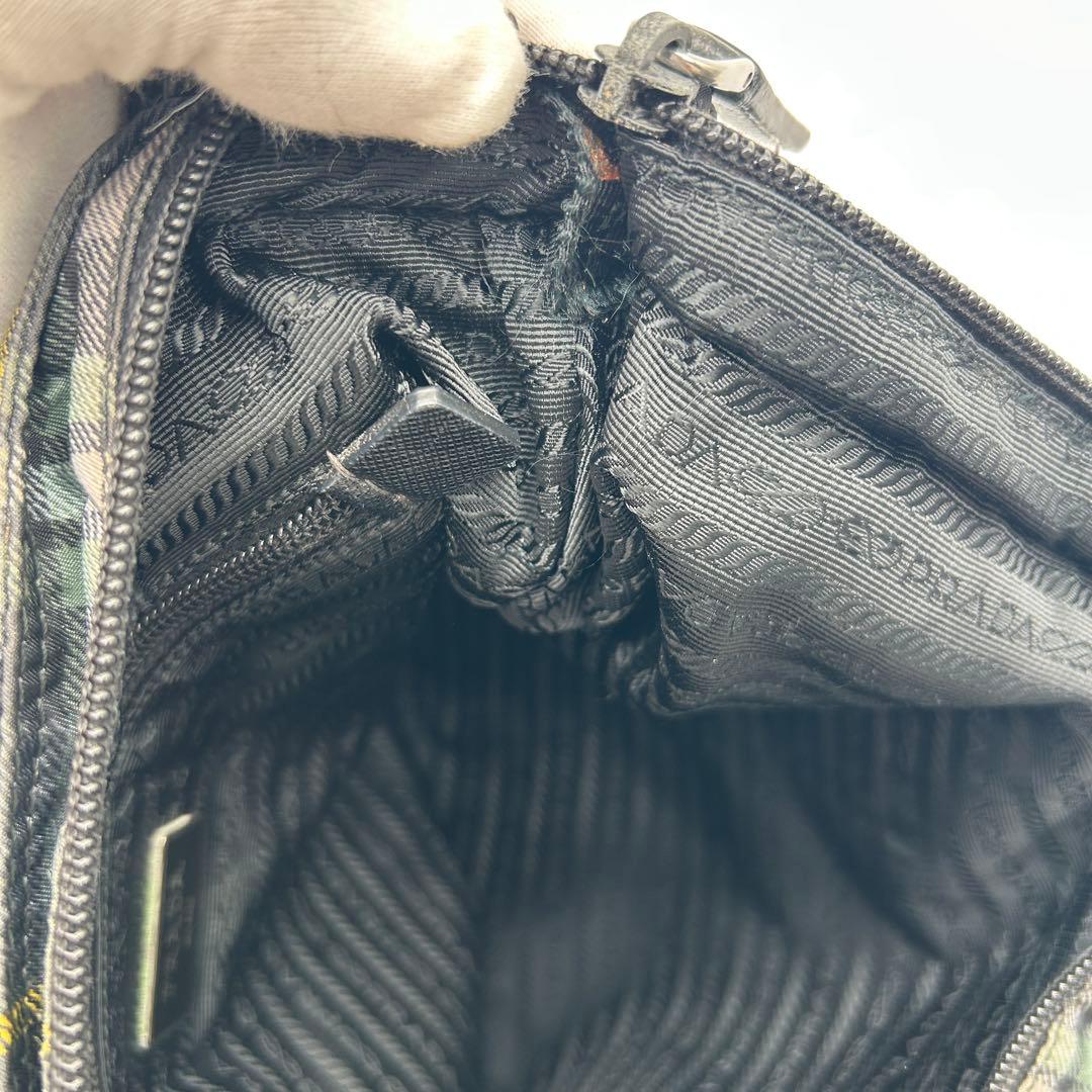 プラダ ショルダーバッグ タータンチェック ナイロン グリーン VA0220