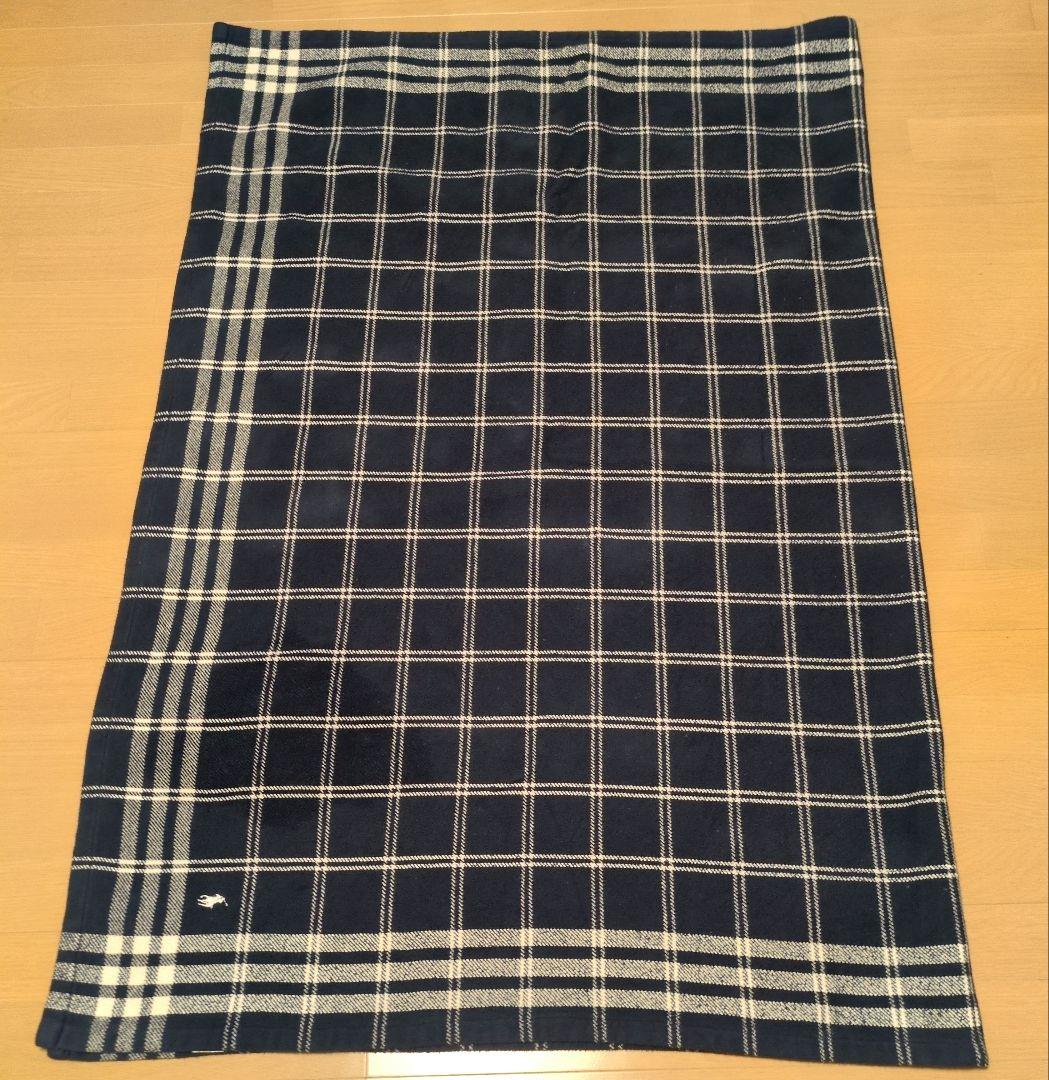 Ralph Laurenチェック柄　綿毛布ブランケット シングルサイズネイビー