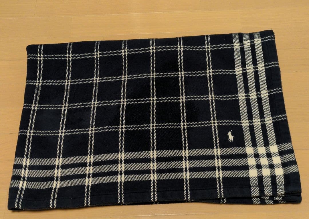Ralph Laurenチェック柄　綿毛布ブランケット シングルサイズネイビー