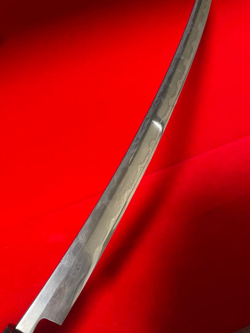 01453 包丁　マグロ包丁　玉鋼製　刃紋綺麗　墨流　鬼反り　未使用品