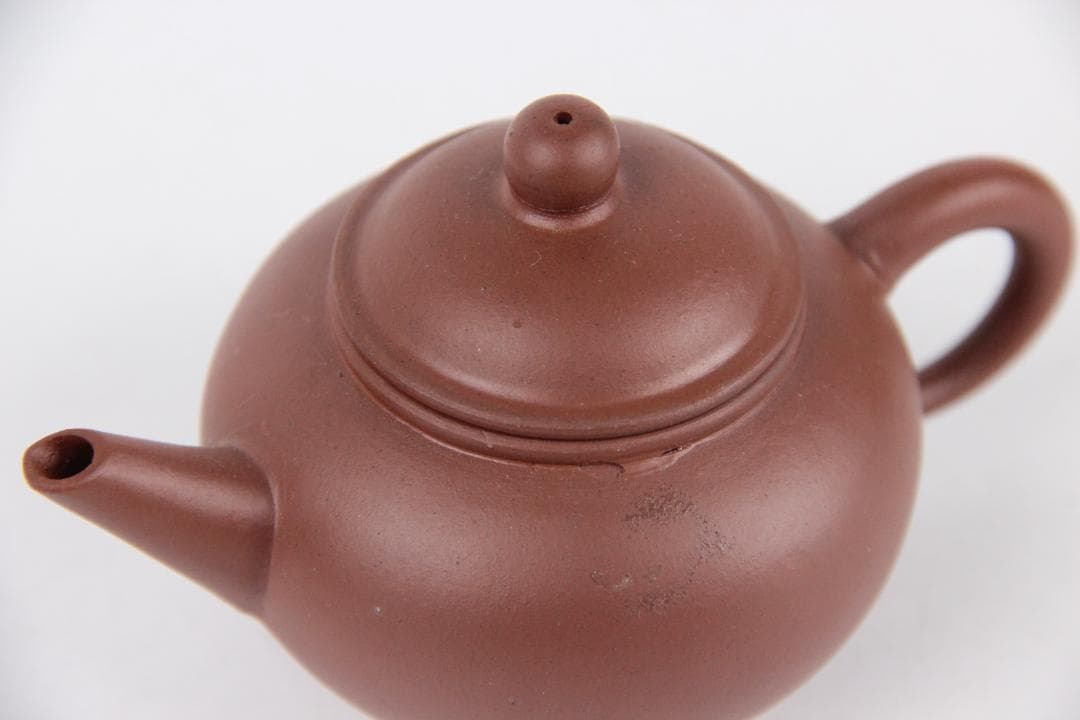 荊渓惠孟臣製 唐物 朱泥 水平 壺 煎茶 急須 紫砂 宜興 窯 ES1-14