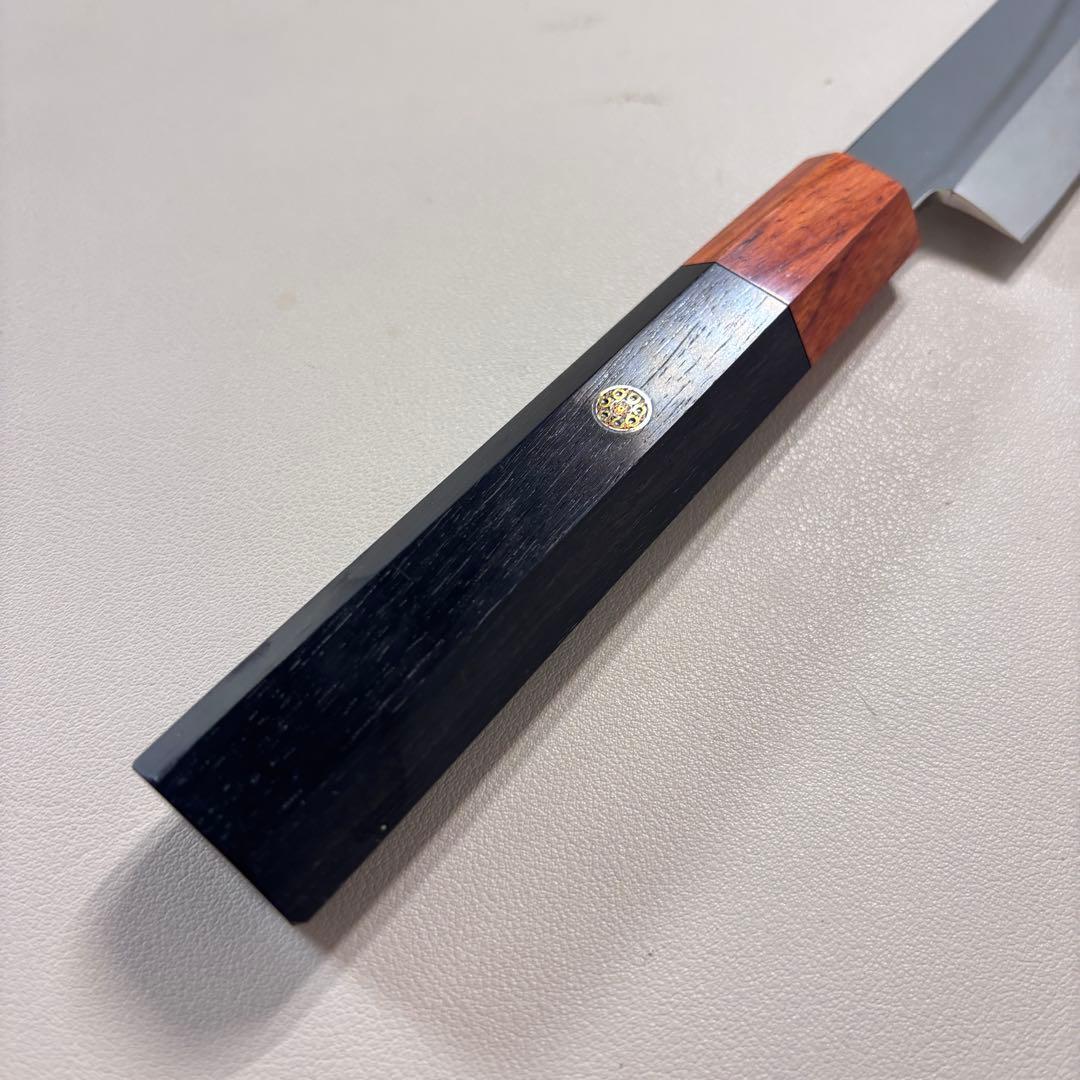 【鞘付き】270mm 先丸柳刃包丁鏡面 黒檀紫檀八角柄 刺身包丁 全鋼︔