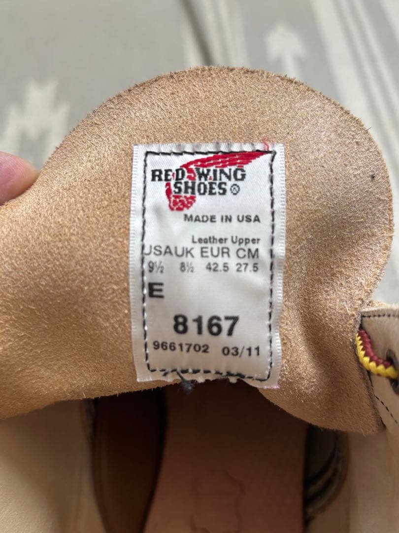 RED WING レッドウィング8167 2011年　9 1/2 E 27.5