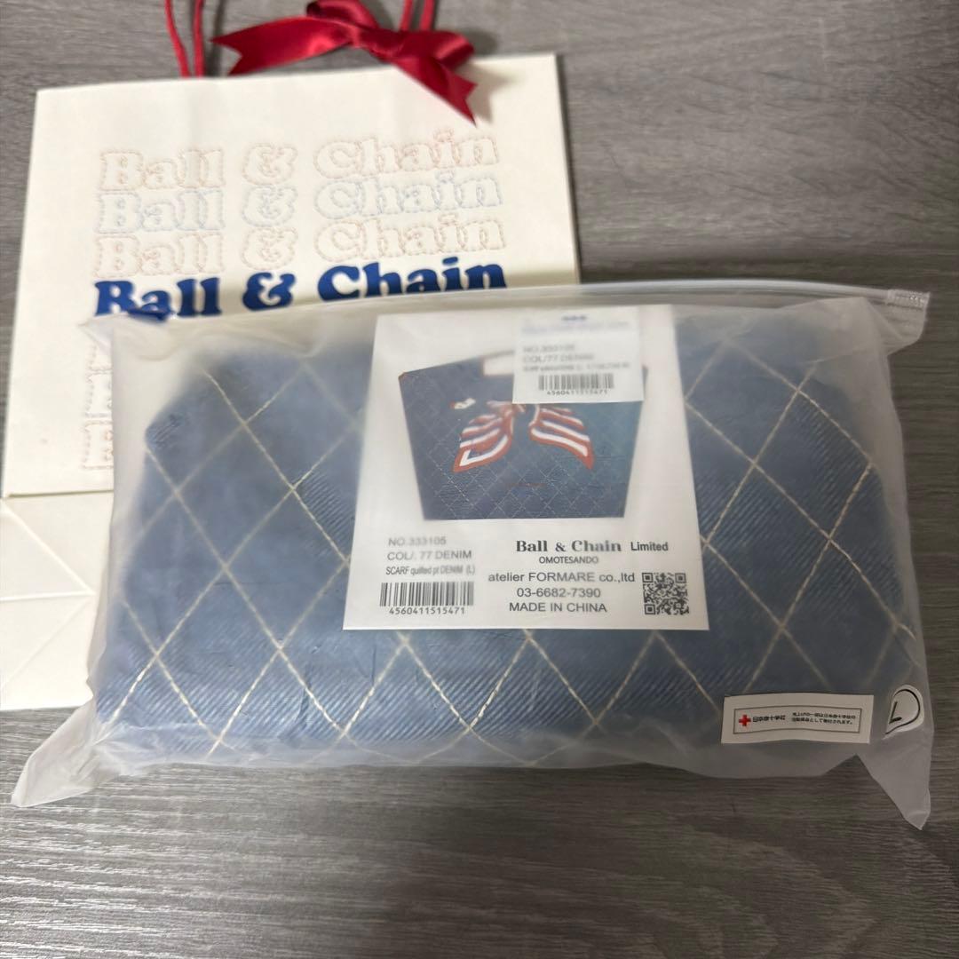 【新品】表参道限定　ボールアンドチェーン★デニムリボン Ｌトリコロール
