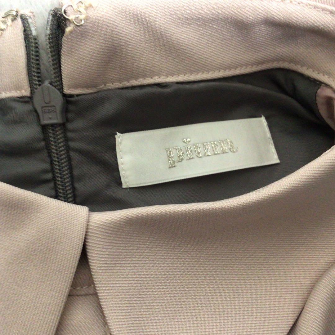 pium ピウム　ヨーク切り替えティアードミニワンピース グレー